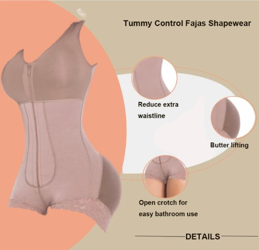 Zipper Crotch Full Thigh Faja Post Surgery Compression Garment