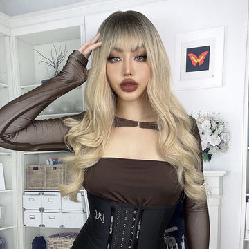 Wavy Blonde With Bang Synthetic Wig