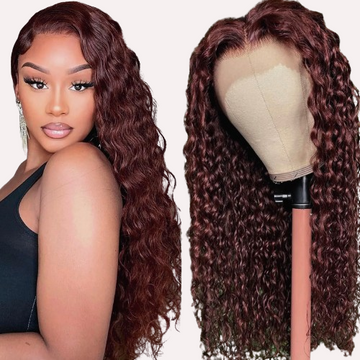 Lusciously Brown Deep Wave Transparent Virgin Lace Wig
