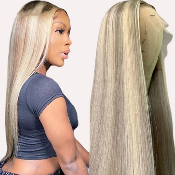 Honey Highlight Straight Transparent Virgin Lace Wig