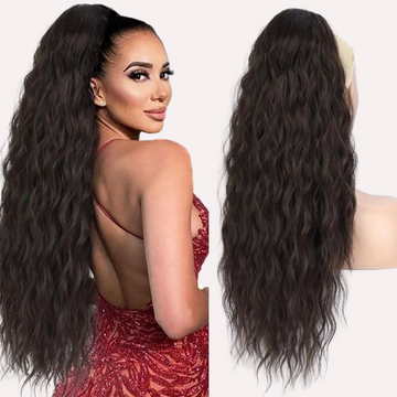 Brown Curly Drawstring Synthetic Ponytail